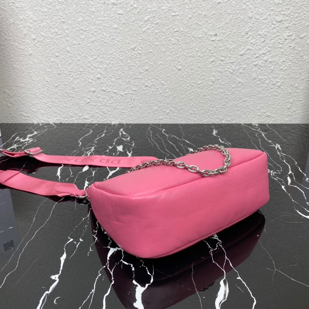 Prada Padded Nappa Leather Re Edition 2005 Shoulder Bag Geranium Pink 1BH204